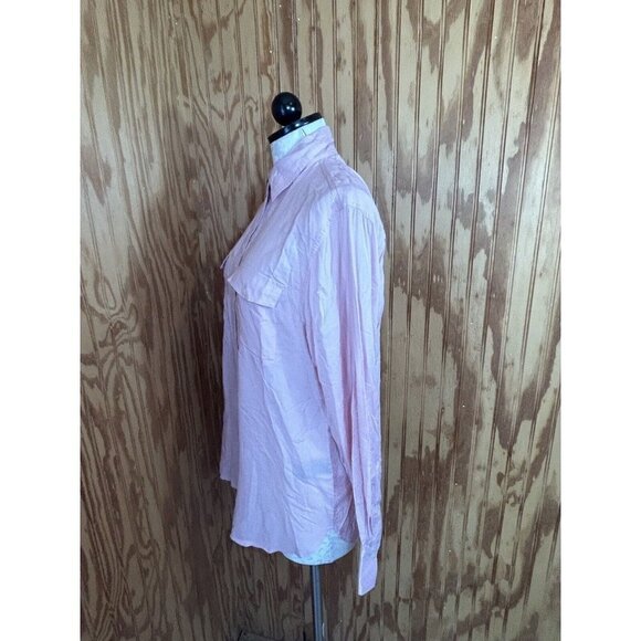 Frye Addie Westor Light Pink Button Up Blouse Collared Pockets Size S - Picture 6 of 10
